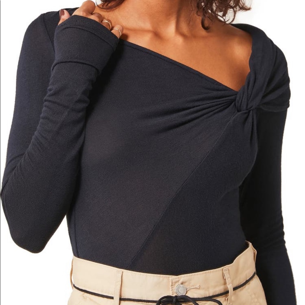 Free People Brianne Asymmetric Neck Top Size Large NWT